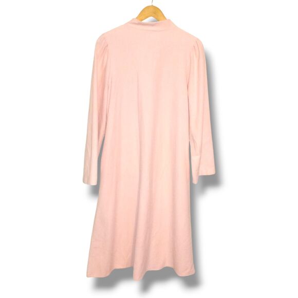 Vintage Shadowline Fleece Housecoat-Medium-Floral Embroidered Yoke-Pockets-Zip - Picture 6 of 10